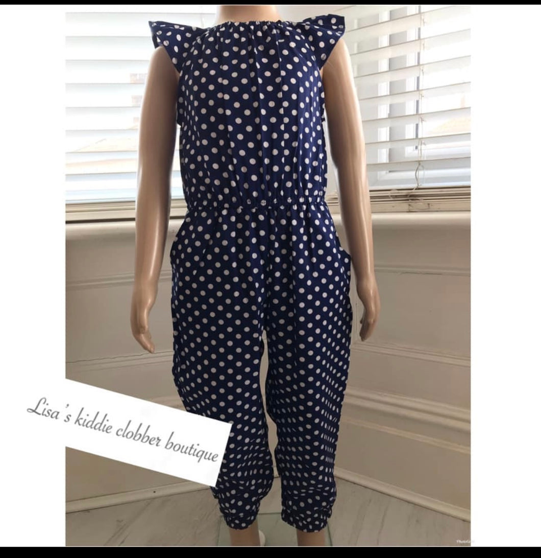 Navy and white spot jumpsuit