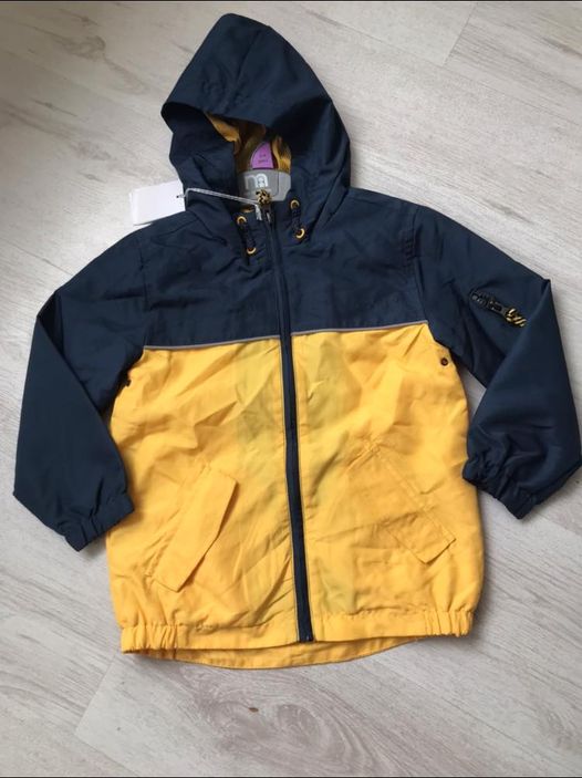 mothercare navy and yellow shower reistant jacket