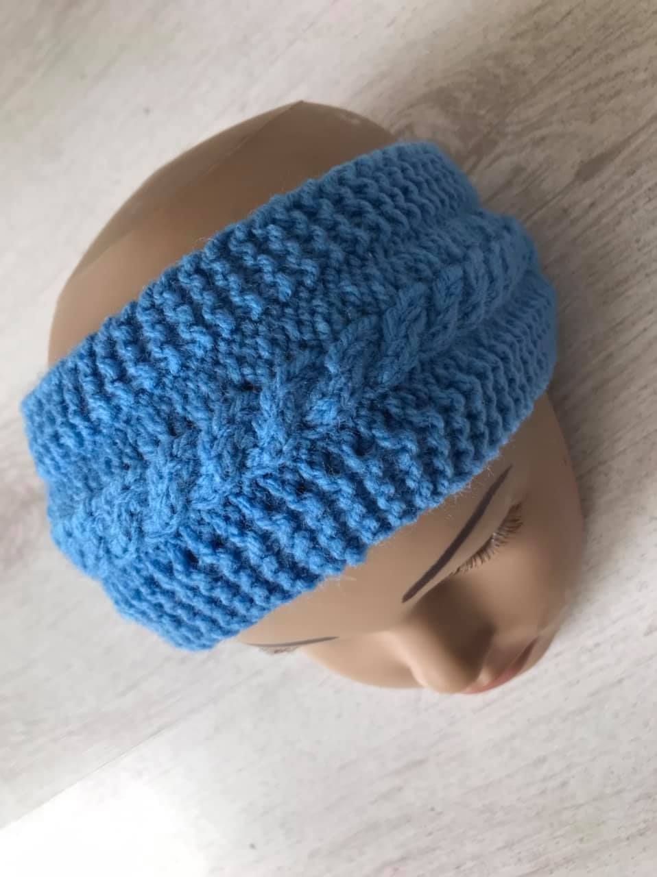 (2) handmade knitted headband ear warmers