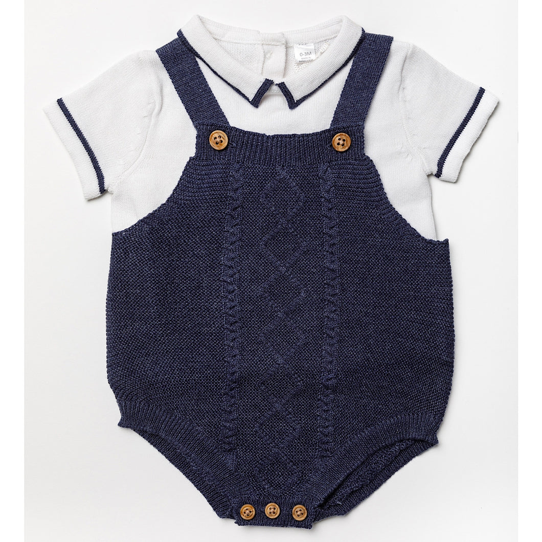 Reggie navy knitted romper and top set