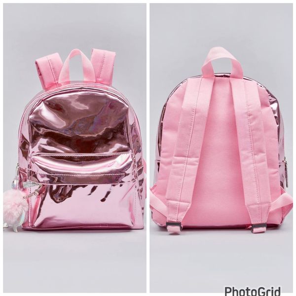 Pink shiny metallic backpack