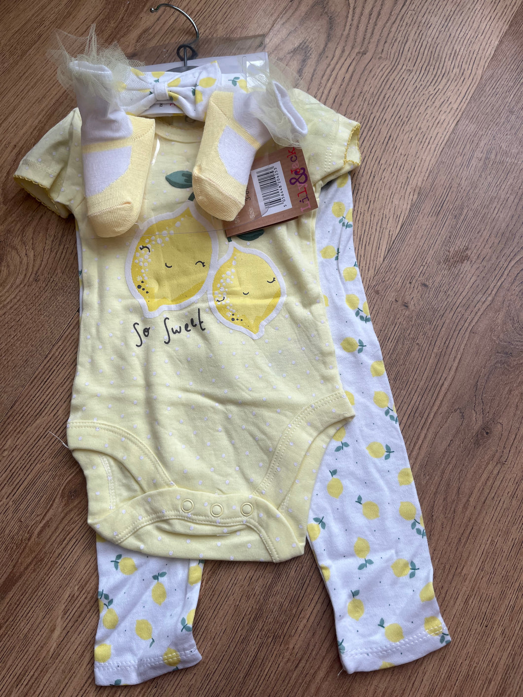 Lemon legging, bodysuit, headband and socks set