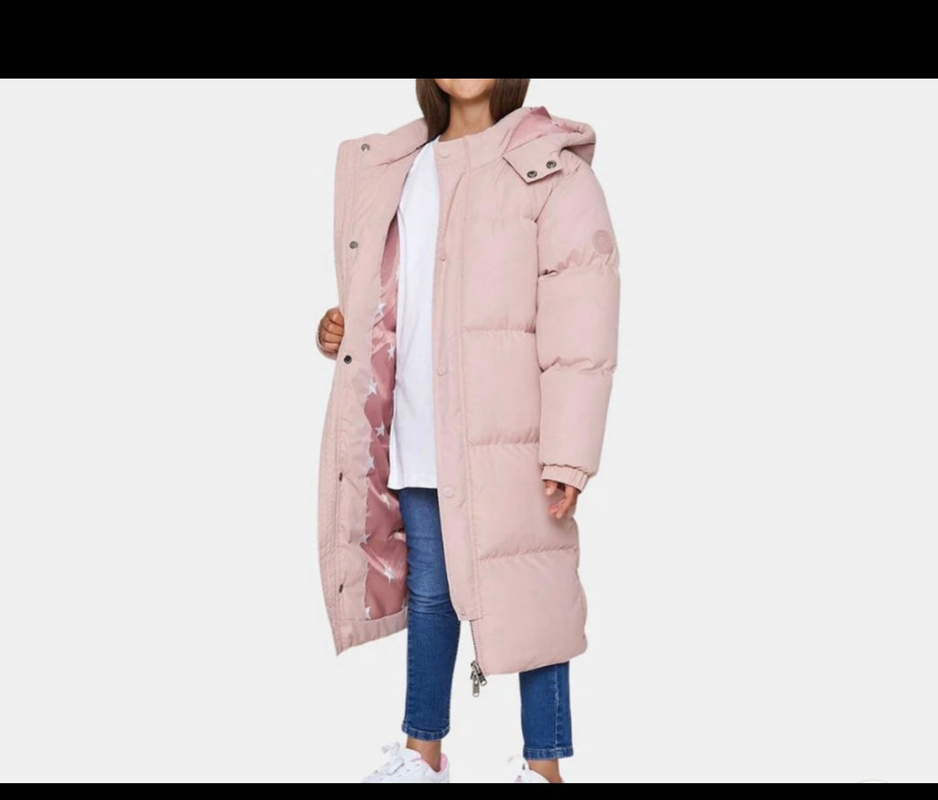 Pink puffer coat