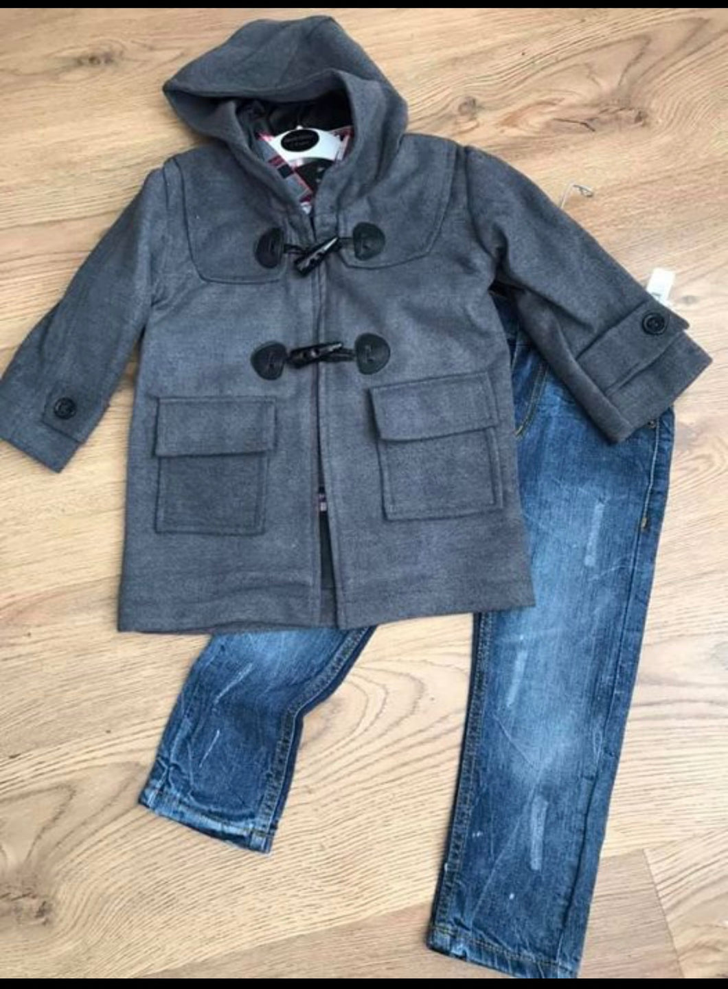 Coat, shirt and jeans set