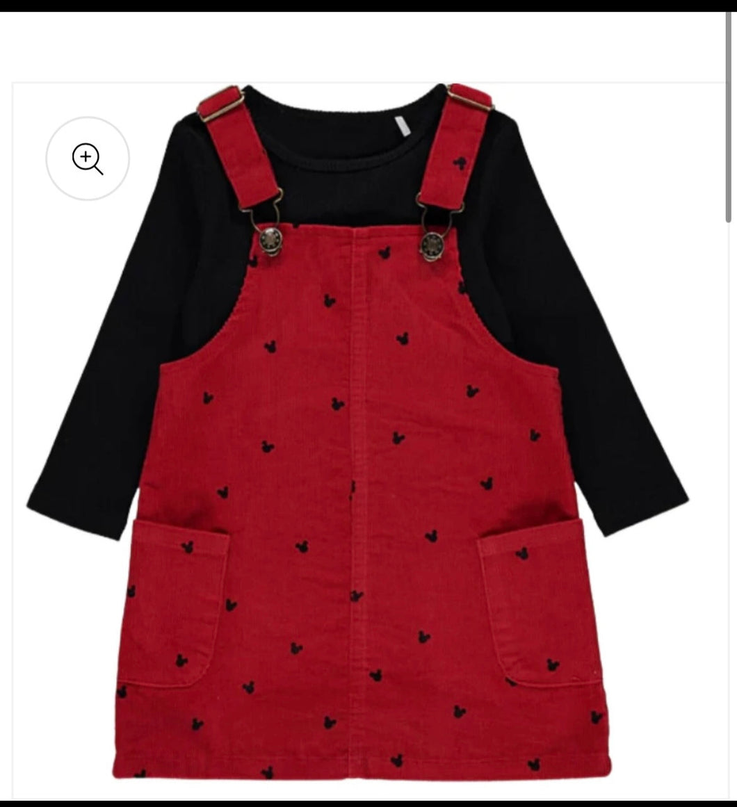 Minnie Mouse pinafore and top set