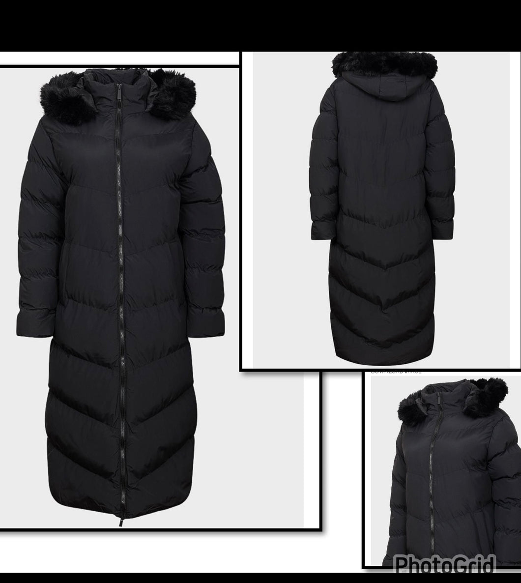 Ladies longline padded winter coat