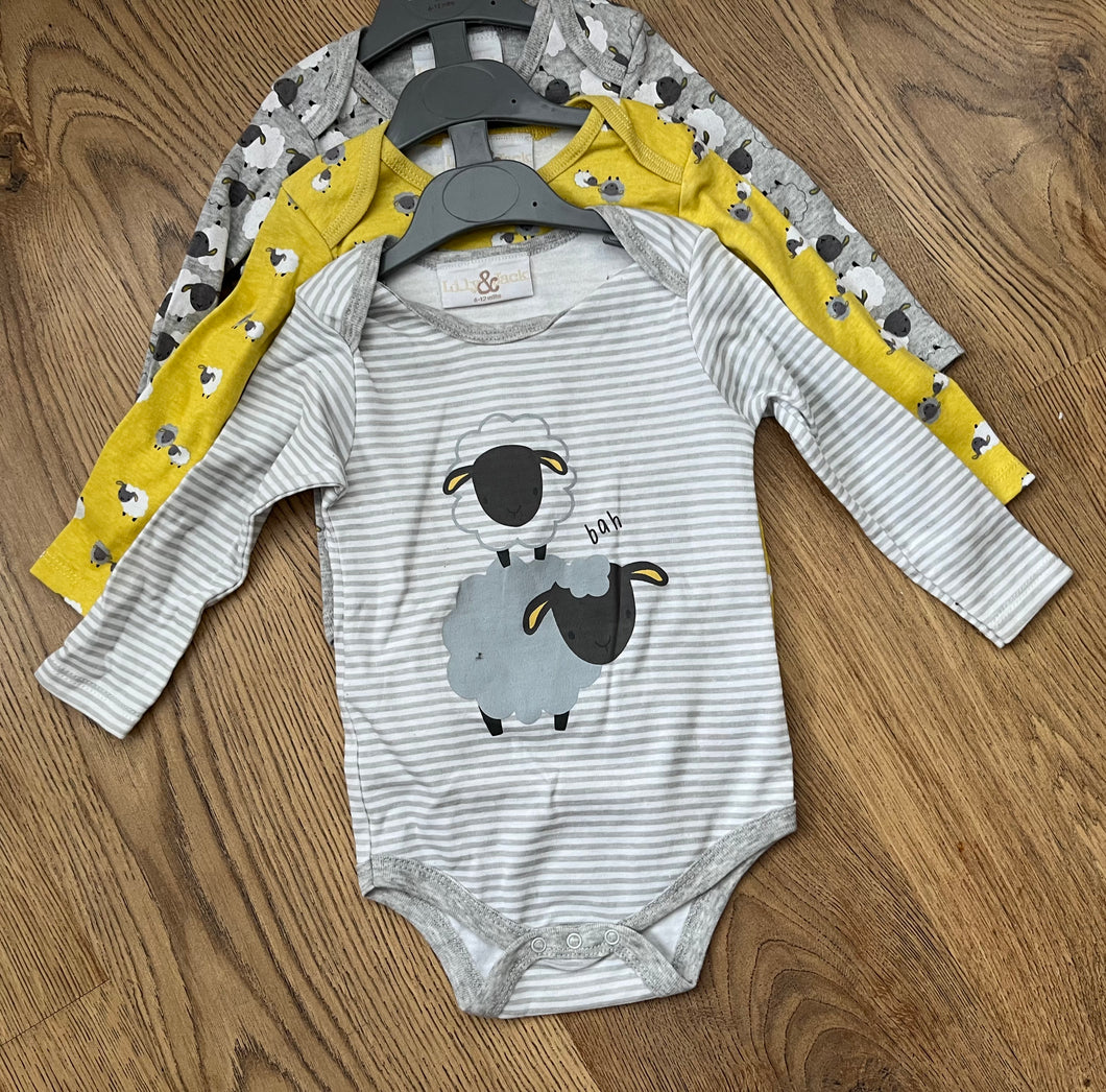 3pk bodysuits - 6/12 months