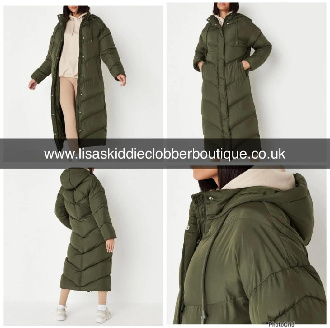 Misguided longline khaki coat - adults size 6