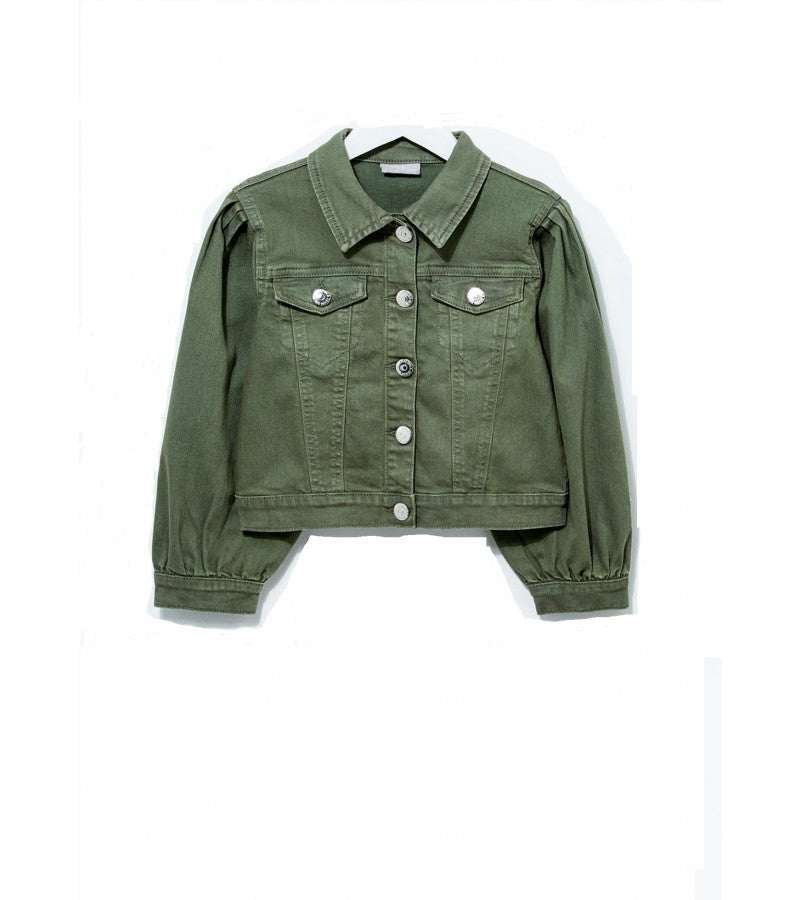 Khaki puff sleeve jacket